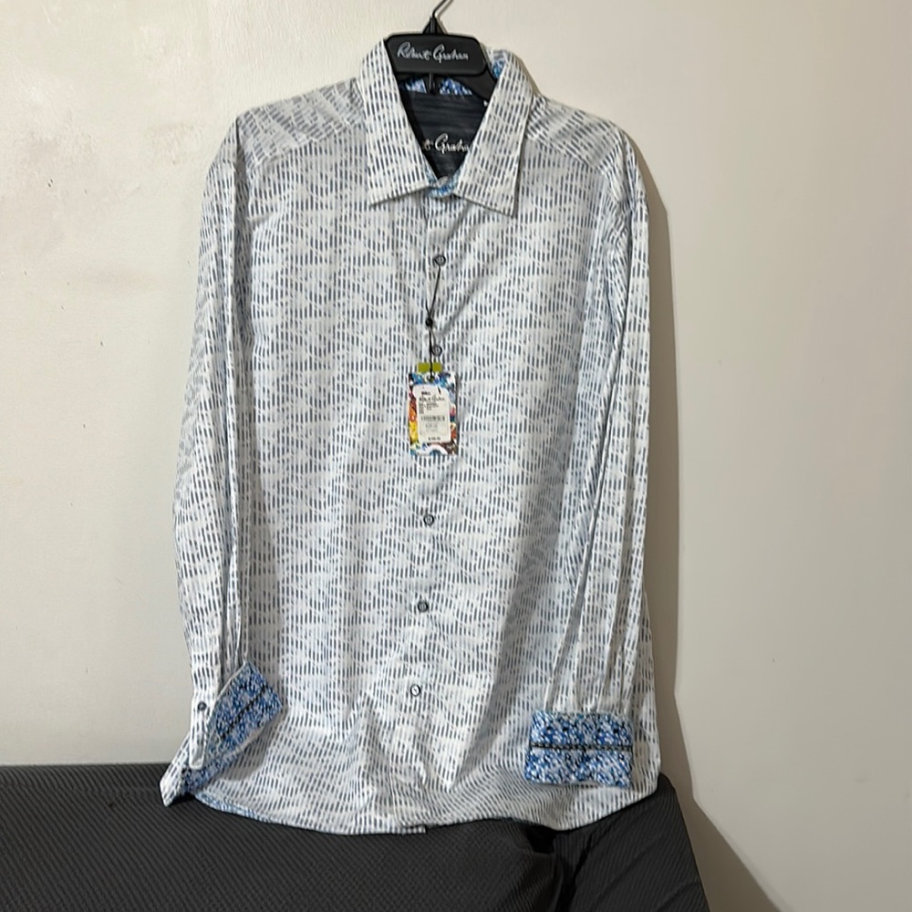Robert Graham Men's Cahuenga Sport Shirt (Blue, 2XL)